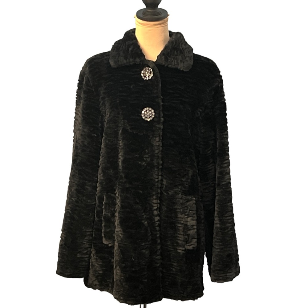 Luxurious Black Faux Fur Coat